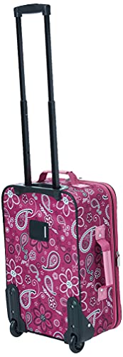 Rockland Fashion Softside Upright Luggage Set, Expandable, Wheel, Telescopic Handle, Pink Bandana, 2-Piece (14/19) - Image 2
