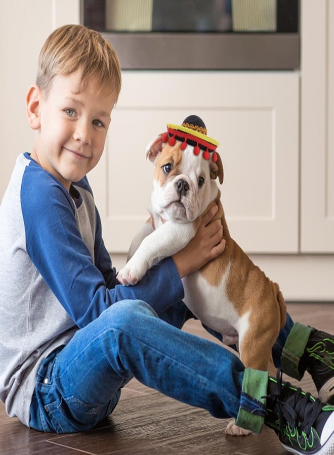 جارنيك مجموعة غارنيك المكونة من 3 قطع من القبعات المكسيكية الصغيرة للحيوانات الأليفة، قبعات سومبريرو صغيرة للكلاب والقطط، زي تنكري ممتع للحيوانات الأليفة، مناسب لتزيين حفلات الهالوين والكرنفالات - Image 4