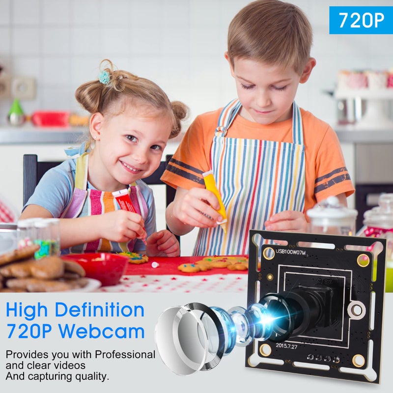 ELP USB Camera Module Super Mini 720p Wide Angle with 100degree M7 Lens Megapixel HD OV9712 Embedded Webcam Board for Computer USB2.0 UVC Video PC Opencv Camera Module,with 3.3ft/1m Cable for Laptop - Image 2