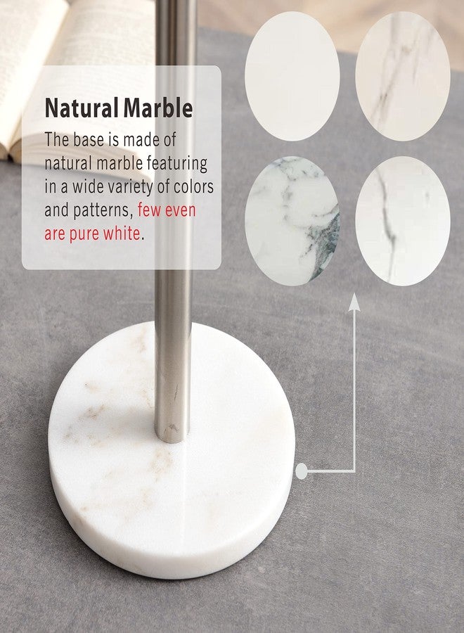 Songtec Toilet Paper Holder Stand, Free Standing Tissue Roll Holder, Heavy Natural Marble Base, Sturdy for 5 Toilet Paper Rolls (Marble Base, Brushed Nickel) - Image 4