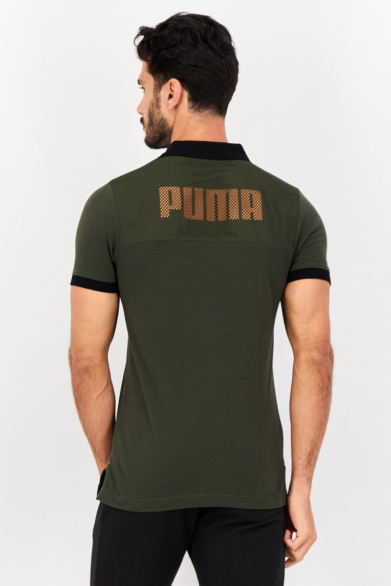 PUMA Men Regular Fit Brand Logo Short Sleeves Outdoor Polo Shirt, Forest Green - Image 2