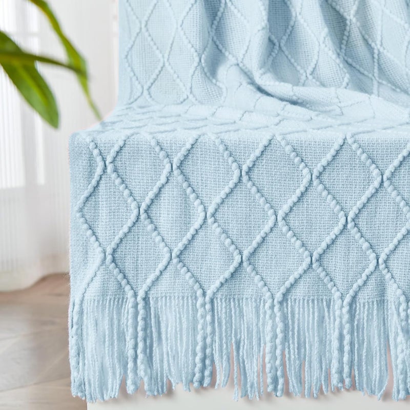 inhand Knitted Throw Blanket for Couch and Bed, Soft Living Room Home Decor Knitted Blanket with Tassel, Outdoor Lightweight Breathable Summer Blanket, Farmhouse Warm Woven Decorative, 50"x60" - Image 1
