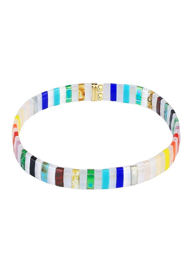 KELITCH Rainbow Stretch Bracelets Elastic Friendship Bracelets Boho Summer Beach Jewelry - 01F - Image 1