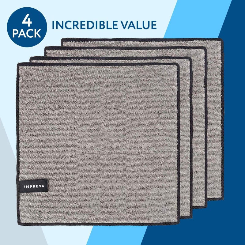 IMPRESA Magnetic Microfiber Dry Erase Cloth Erasers - 10 in x 10 in, Pack of 4, White - Streak-Free Whiteboard Eraser - Strong Magnetic Grip Dry Erase Board Cleaner - Machine-Stitched Microfiber Cloth - Image 2