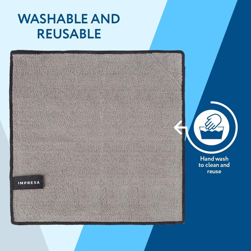 IMPRESA Magnetic Microfiber Dry Erase Cloth Erasers - 10 in x 10 in, Pack of 4, White - Streak-Free Whiteboard Eraser - Strong Magnetic Grip Dry Erase Board Cleaner - Machine-Stitched Microfiber Cloth - Image 5