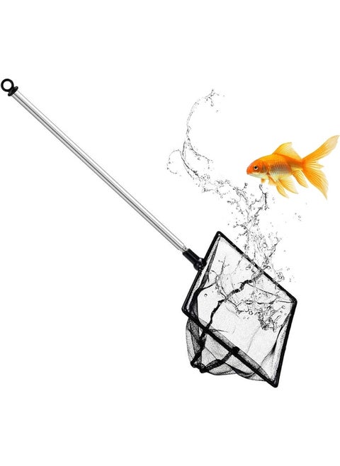 Coodipet Fish Net for Fish Tank, Fine Mesh Aquarium Net with 11-20 Inch Stainless Steel Long Handle, Extendable Fishing Tank Net for Fish Shrimp Tank, Pond, Creek (5 inch)