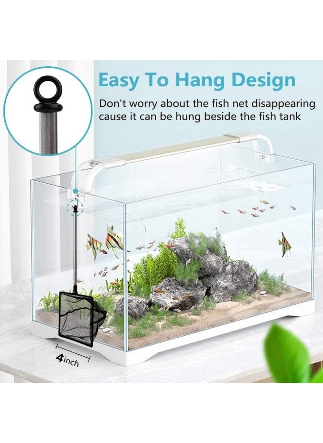 Coodipet Fish Net for Fish Tank, Fine Mesh Aquarium Net with 11-20 Inch Stainless Steel Long Handle, Extendable Fishing Tank Net for Fish Shrimp Tank, Pond, Creek (5 inch)
