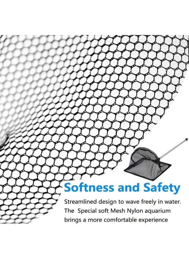 Coodipet Fish Net for Fish Tank, Fine Mesh Aquarium Net with 11-20 Inch Stainless Steel Long Handle, Extendable Fishing Tank Net for Fish Shrimp Tank, Pond, Creek (5 inch)