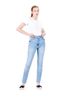 Web Denim Web Denim Women's High Waist Skinny Jeans - Stretch Denim, Knee Rip, Cut Hem, Slim Fit Pants  - Image 1