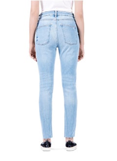 Web Denim Web Denim Women's High Waist Skinny Jeans - Stretch Denim, Knee Rip, Cut Hem, Slim Fit Pants  - Image 3