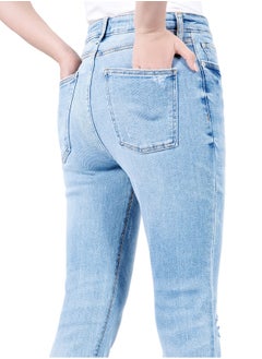 Web Denim Web Denim Women's High Waist Skinny Jeans - Stretch Denim, Knee Rip, Cut Hem, Slim Fit Pants  - Image 4