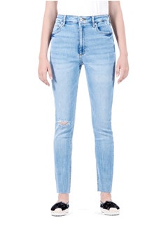 Web Denim Web Denim Women's High Waist Skinny Jeans - Stretch Denim, Knee Rip, Cut Hem, Slim Fit Pants  - Image 2