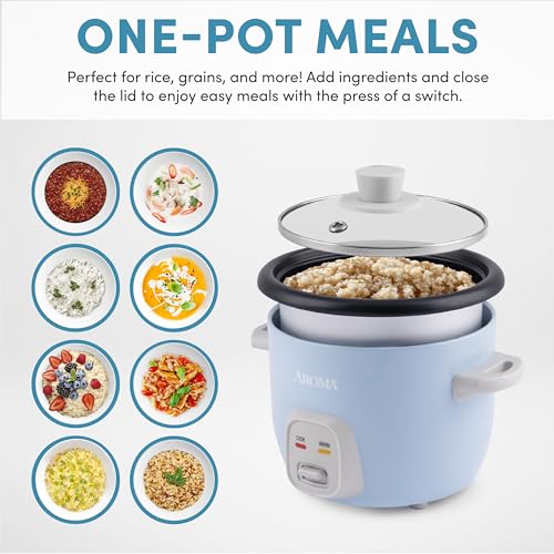Aroma طباخ الأرز والحبوب من أروما هاوسويرز سعة 4 أكواب (مطبوخة) / 1 لتر (ARC-302NGBL)، أزرق - Image 2