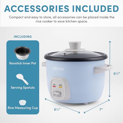 Aroma طباخ الأرز والحبوب من أروما هاوسويرز سعة 4 أكواب (مطبوخة) / 1 لتر (ARC-302NGBL)، أزرق - Image 4