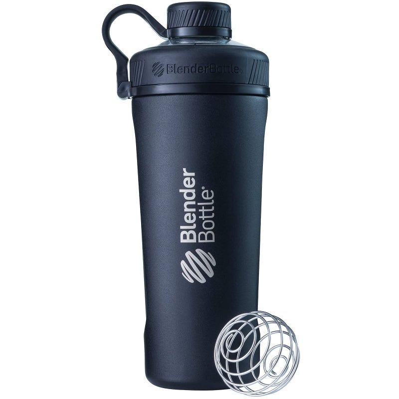 BlenderBottle Radian Shaker Cup Insulated Stainless Steel Water Bottle with Wire Whisk, 26-Ounce, Matte Black - Image 1