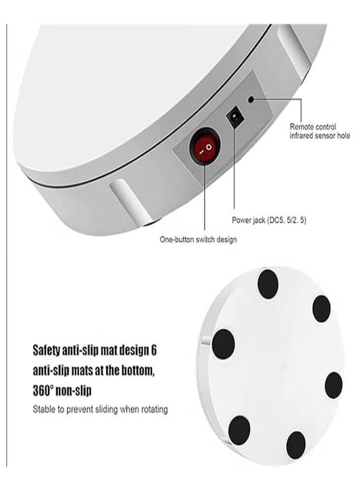 Generic Motorized Rotating Display Stand, 360 Degree Electric Rotating Turntable, Motorized Smart Swivel Stand For Photography, Jewelry, Collectibles, Toys, Cakes, (1pc, White)  - Image 4
