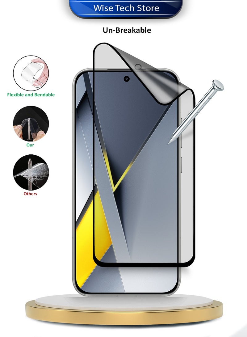 دبليو تيك حامي شاشة مرن كامل الغطاء من السيراميك النانو الفاخر لهاتف Xiaomi Poco F8 Pro 5G 2025 (MSCNMN) - شفاف/أسود - Image 3