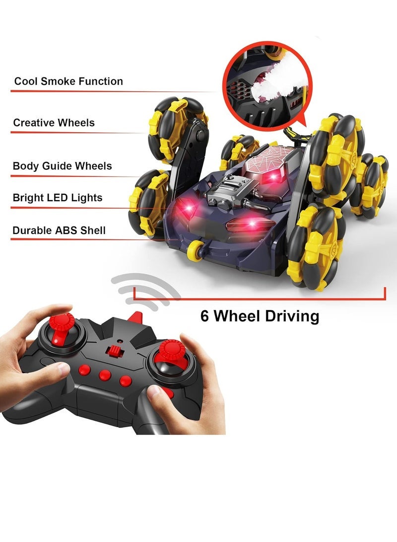 lakia Remote Control Car, Six-Wheel RC Car 6WD Drift Stunt Off Road Truck Race Toy with Smoke Fuction Light Rotating Vehicle Gift Present for Boys Kids Children Age 6 7 8 9 10 - Image 3