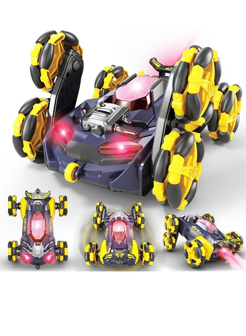 lakia Remote Control Car, Six-Wheel RC Car 6WD Drift Stunt Off Road Truck Race Toy with Smoke Fuction Light Rotating Vehicle Gift Present for Boys Kids Children Age 6 7 8 9 10 - Image 1