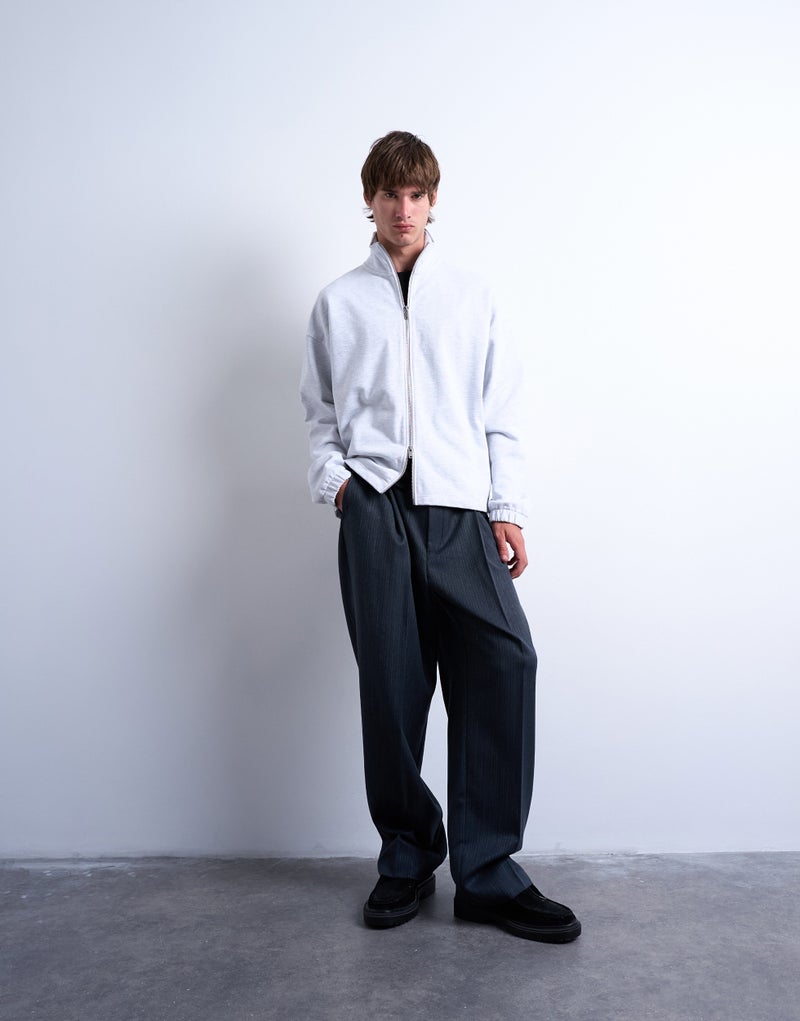 TOPMAN Oversized Fit Zip Through Funnel Neck Sweatshirt - Image 5