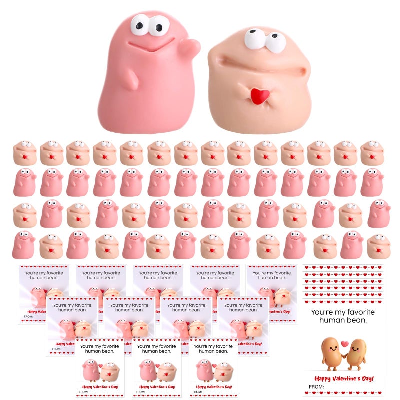 AceOrbit 24 Sets Valentines Day Resin Bean Gifts for Coworker Funny Mini Resin Beans with Valentines Day Cards Exchange Gifts Pun Emotional Support You're My Favorite Party Favors for Employee Adults - Image 1