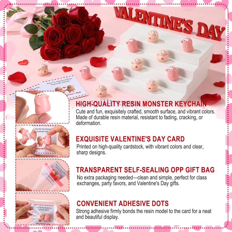 AceOrbit 24 Sets Valentines Day Resin Bean Gifts for Coworker Funny Mini Resin Beans with Valentines Day Cards Exchange Gifts Pun Emotional Support You're My Favorite Party Favors for Employee Adults - Image 4