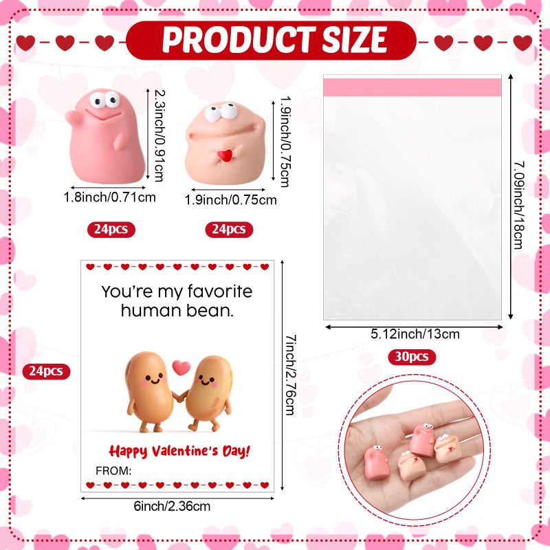 AceOrbit 24 Sets Valentines Day Resin Bean Gifts for Coworker Funny Mini Resin Beans with Valentines Day Cards Exchange Gifts Pun Emotional Support You're My Favorite Party Favors for Employee Adults - Image 3
