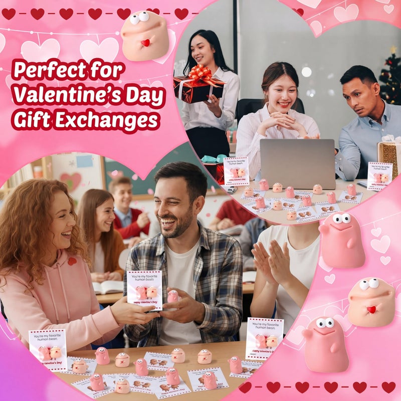 AceOrbit 24 Sets Valentines Day Resin Bean Gifts for Coworker Funny Mini Resin Beans with Valentines Day Cards Exchange Gifts Pun Emotional Support You're My Favorite Party Favors for Employee Adults - Image 5