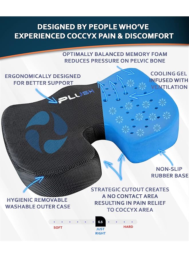 erorex Plush Gel Infused Memory Foam Seat Cushion With Cooling Technology For Coccyx Pain Relief Pillow For Sciatica Hemorrhoids Comfort While Gaming Or Working From Home - Image 3
