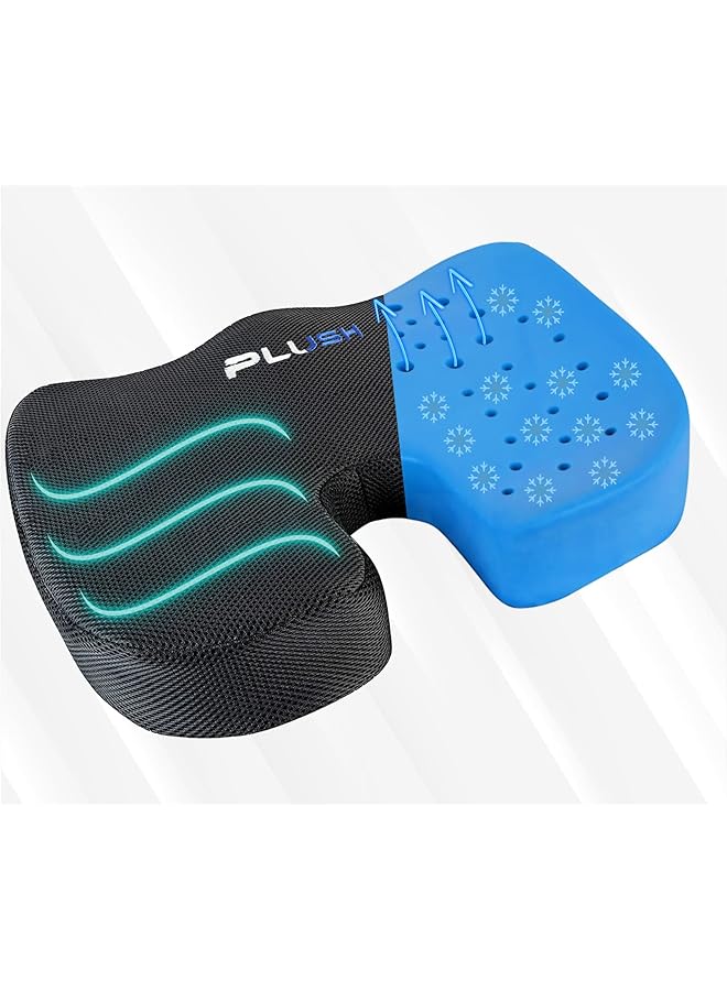 erorex Plush Gel Infused Memory Foam Seat Cushion With Cooling Technology For Coccyx Pain Relief Pillow For Sciatica Hemorrhoids Comfort While Gaming Or Working From Home - Image 1