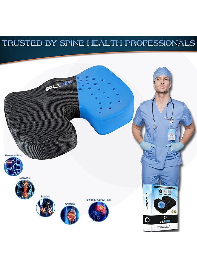 erorex Plush Gel Infused Memory Foam Seat Cushion With Cooling Technology For Coccyx Pain Relief Pillow For Sciatica Hemorrhoids Comfort While Gaming Or Working From Home - Image 2