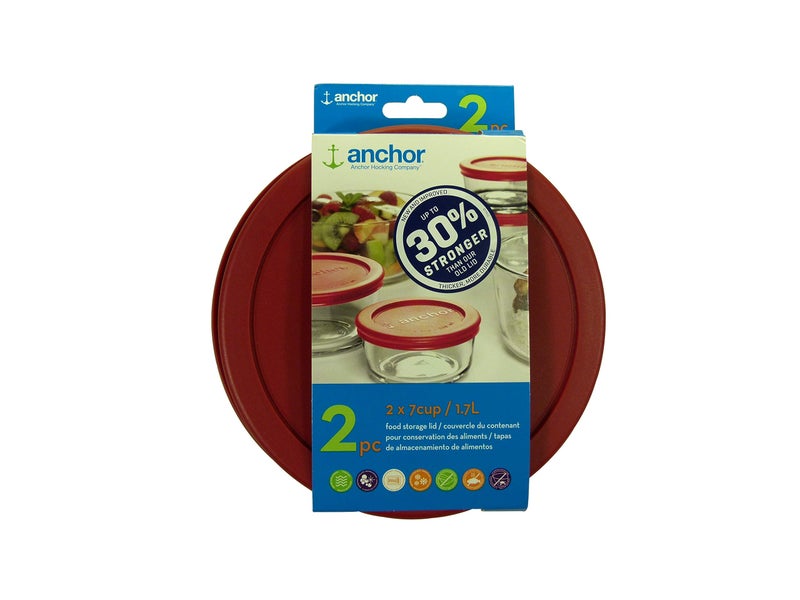 Anchor Hocking 30% Stronger Replacement Lid 2 x 7 Cup / 1.7 L / 1.75 qt, Red, Round, Improved - Image 4