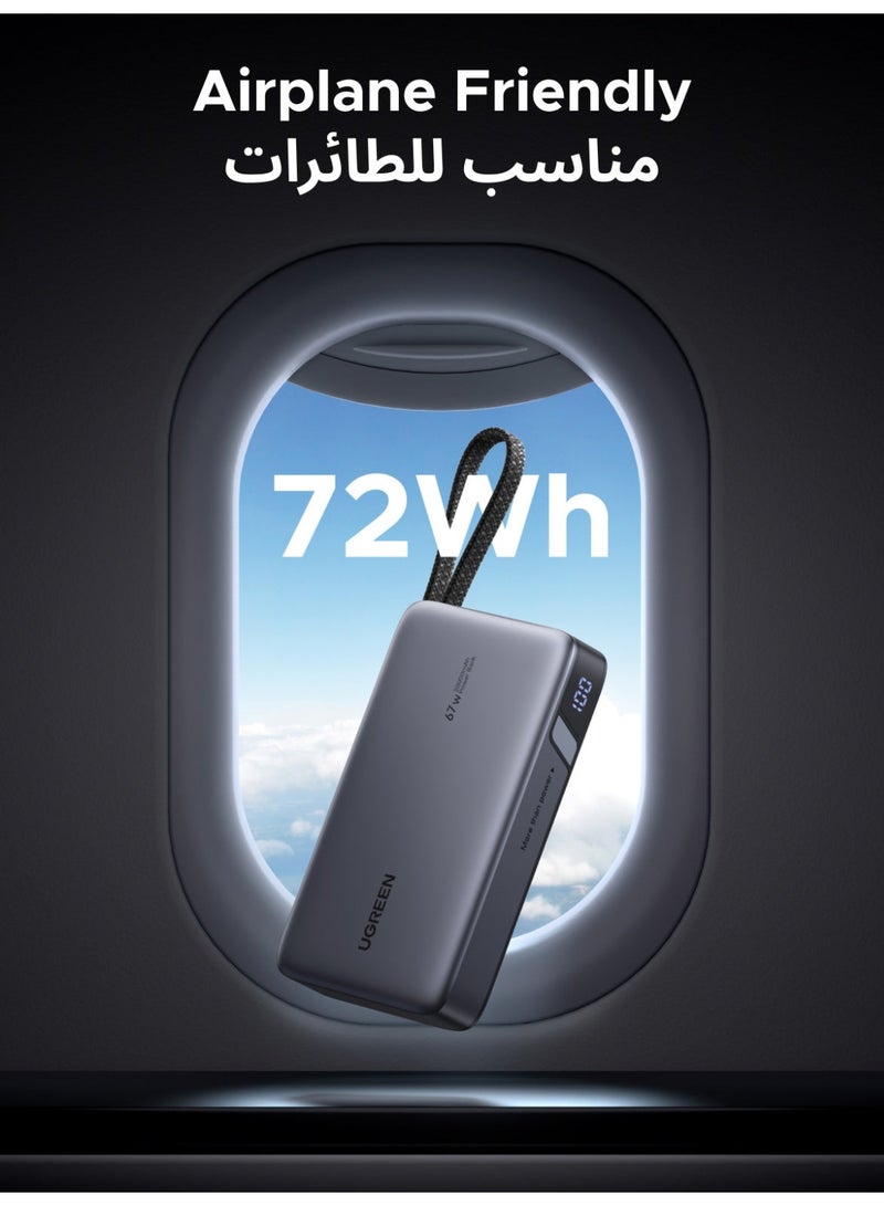 Power Bank 20000mAh 67W Fast Charging 2C1A, Two-Way Cable, PD/SCP/UFCS Compatible, Xiaomi 67W Turbo Charge Supported, for Samsung S25, iPhone 17/16/15 image 9