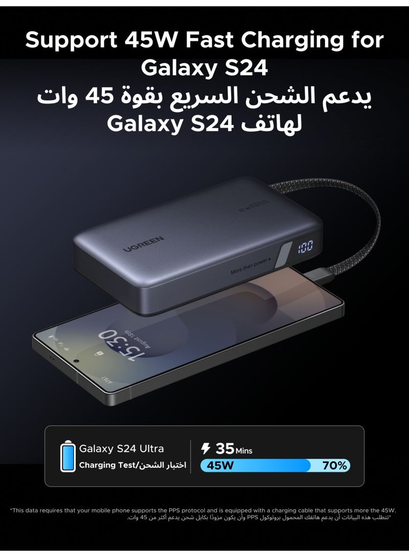 يو جرين Power Bank 20000mAh 67W Fast Charging 2C1A, Two-Way Cable, PD/SCP/UFCS Compatible, Xiaomi 67W Turbo Charge Supported, for iPhone 16/15/14, Samsung S25/S24, Huawei P60/Mate 60, iPad, MacBook, Portable - Image 3