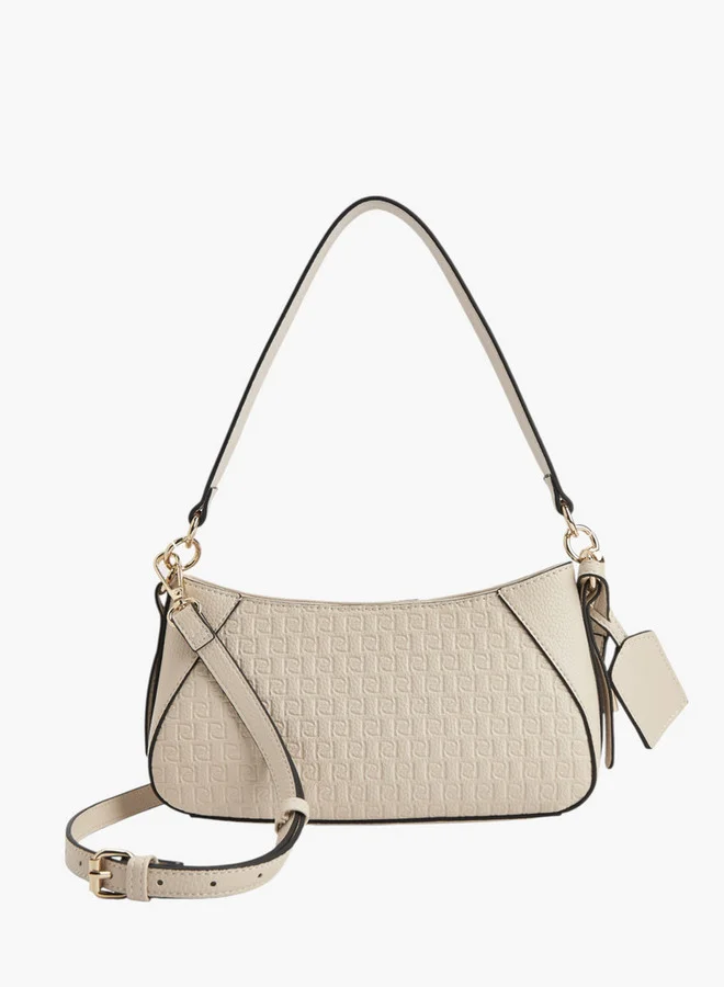 بابريكا Monogram Embossed Shoulder Bag with Detachable Strap and Zip Closure