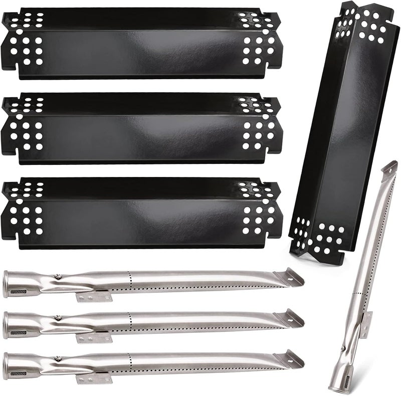 Adviace Grill Replacement Parts for Nexgrill 720-0830H, 4 Pack Grill Burner Tubes and Heat Plate Shields for Home Depot Nexgrill 4 Burner 720-0830H, Nexgrill 720-0864, 720-0864M Gas Grills - Image 1