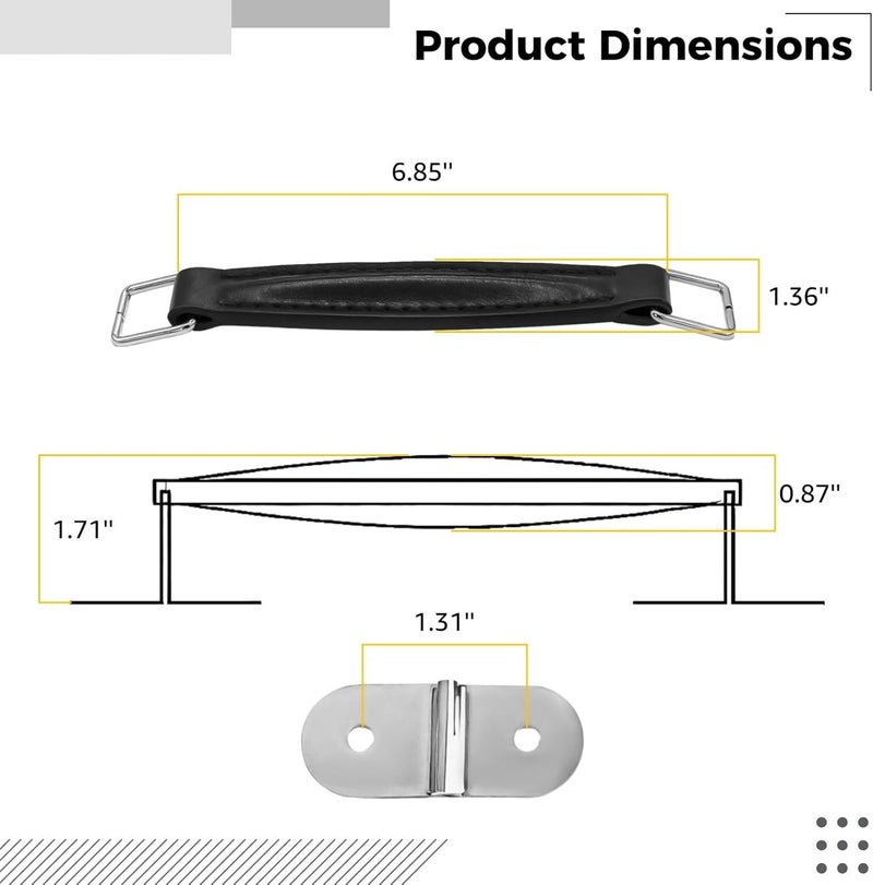 Pu Guitar Case Handle Replacement, Comfortable Speaker Cabinet Strap with Metal Mounting Plates and Screws, 6.9 Inches - Image 2