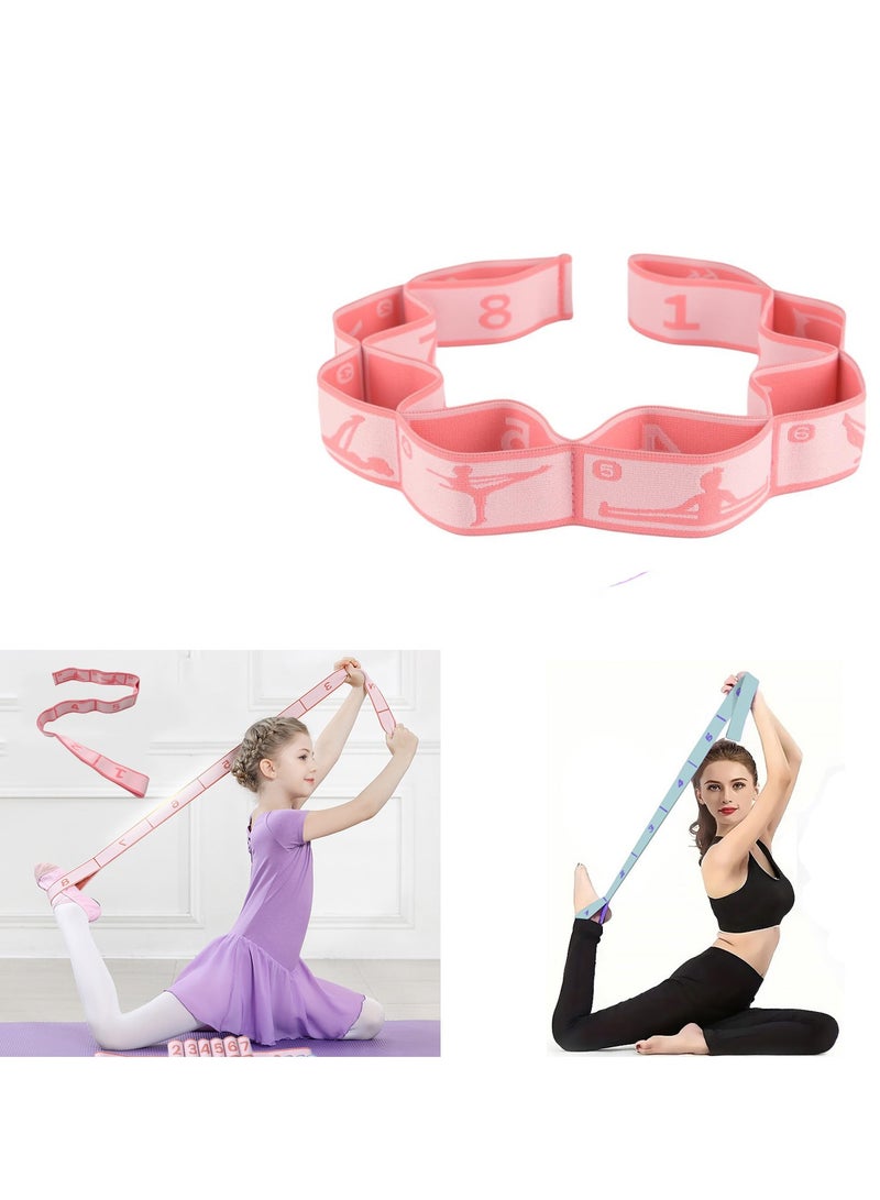 Innoshine Pink  Dance Stretch Band for Kids, Adjustable 8 Loops Yoga Belts Strap Exercise Resistance Ballet Band,  Stretching  Band for Physical Therapy, Pilates Dance and Gymnastics - Image 1