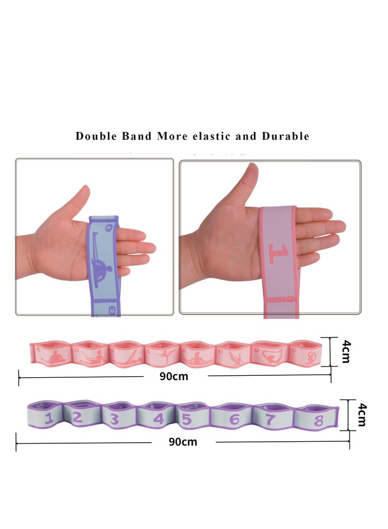 Innoshine Pink  Dance Stretch Band for Kids, Adjustable 8 Loops Yoga Belts Strap Exercise Resistance Ballet Band,  Stretching  Band for Physical Therapy, Pilates Dance and Gymnastics - Image 2