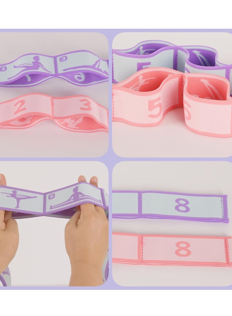 Innoshine Pink  Dance Stretch Band for Kids, Adjustable 8 Loops Yoga Belts Strap Exercise Resistance Ballet Band,  Stretching  Band for Physical Therapy, Pilates Dance and Gymnastics - Image 3