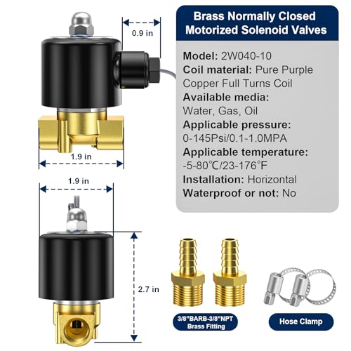 TAILONZ PNEUMATIC 3/8 Inch NPT DC24V Brass Electric Solenoid Valve 2W040-10 Normally Closed Water, Air, Diesel - Image 2
