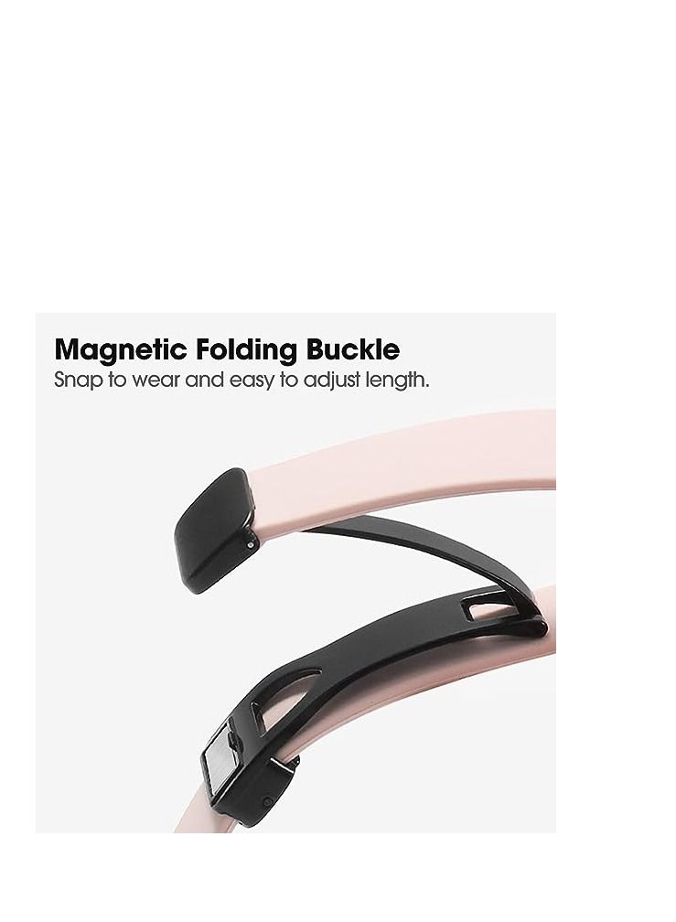 ووتش سوار مغناطيسي متوافق مع ساعة ابل مقاس 45 ملم، بتصميم رياضي ناعم من السيليكون متوافق مع سلسلة آي ووتش7/8 بينك - Image 3