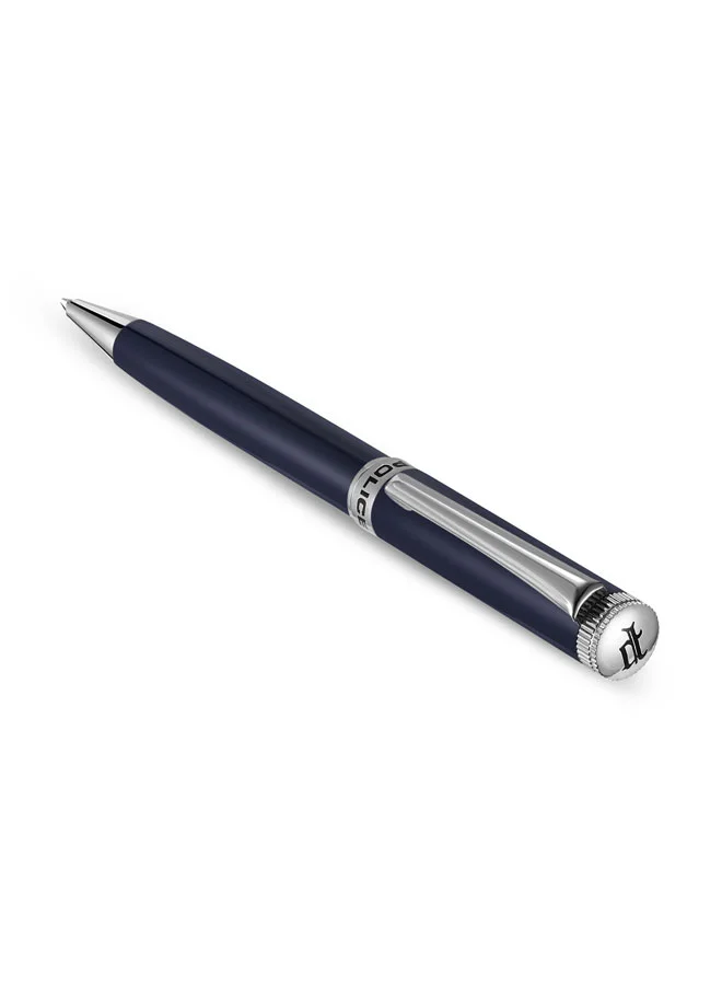 POLICE Century Stainless Steel Trims Twist Ballpoint Pen for Men, Blue Ink