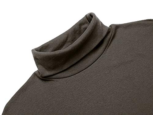 Poriff Men's Slim Fit Long Sleeve Tops T-Shirt Knitted Pullover Turtleneck Sweater Brown L - Image 4