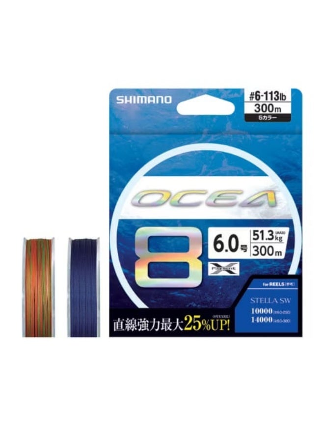 شيمانو أوسيا 8 LD-A81S خيط صيد مضفر، PE 3.0، 400 متر، 63 رطل (28.6 كجم)، 8 ضفائر X-Filament، متعدد الألوان 5 ألوان، لصيد الجيجينج والكاستينج البحري - Image 3