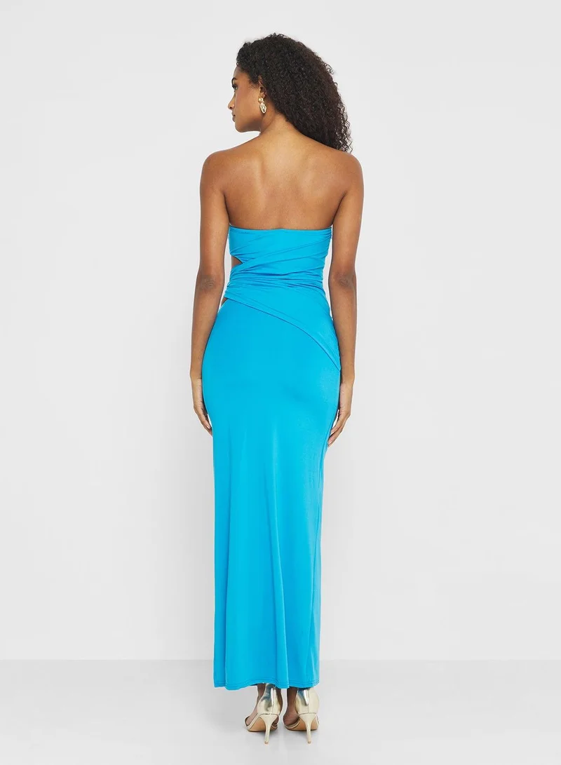 Ginger Bandeau Cutout Detail Draped Dress