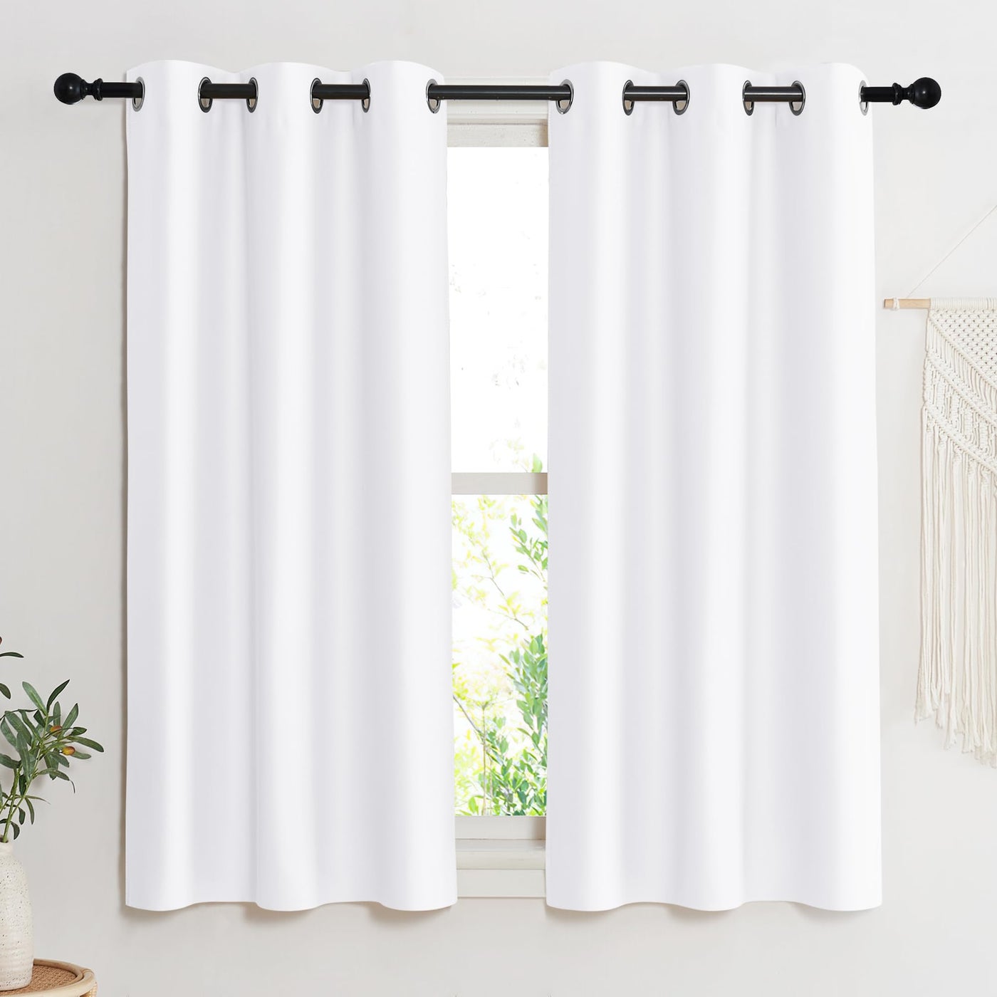 NICETOWN Room Darkening Window Treatment Curtain Pure White Single Panel 42 by 45 Energy Smart Thermal Insulated Block Out Sunlight Shade & Blind for Bedroom with Grommet Ring Top