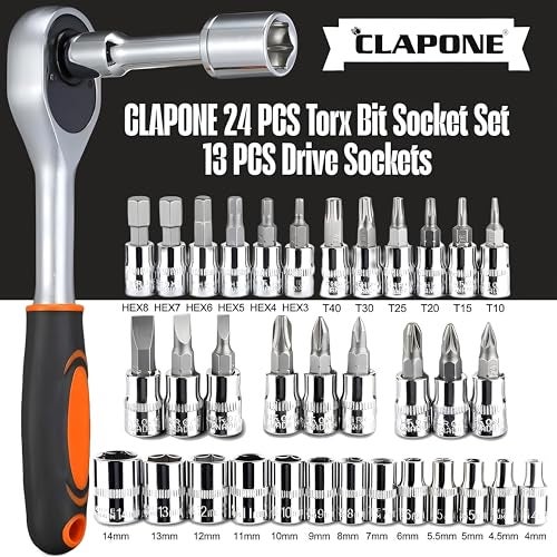 CLAPONE Tool Kit 46 Pcs Household | 1/4 Drive Socket Screwdriver Wrench Set for Bike, Car Repairs & More Spanner & Socket Set All Size Tool Kit Goti Pana Perfect for DIY Enthusiasts, Black - Image 5