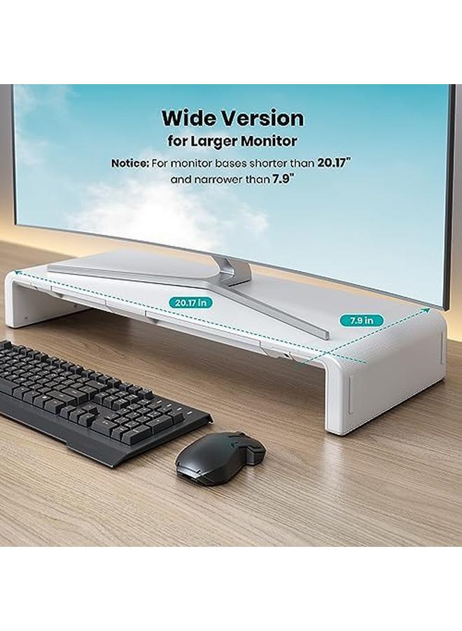 erorex Monitor Stand Riser Foldable Height Adjustable Computer Stand Desk Shelf Riser With Storage Drawer And Tablet Phone Stand For Desktop Laptop White  - Image 2