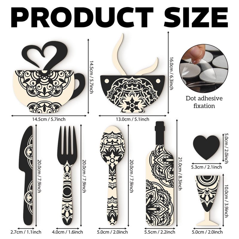 Creative Wooden Wall Decoration Set With Fork Coffee Cup And Wine Glass Shapes For Kitchen Cafe Restaurant Bar Home - Image 3